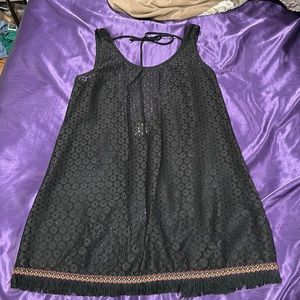 Xhilaration small black eyelet low back cover up. Fringe detail